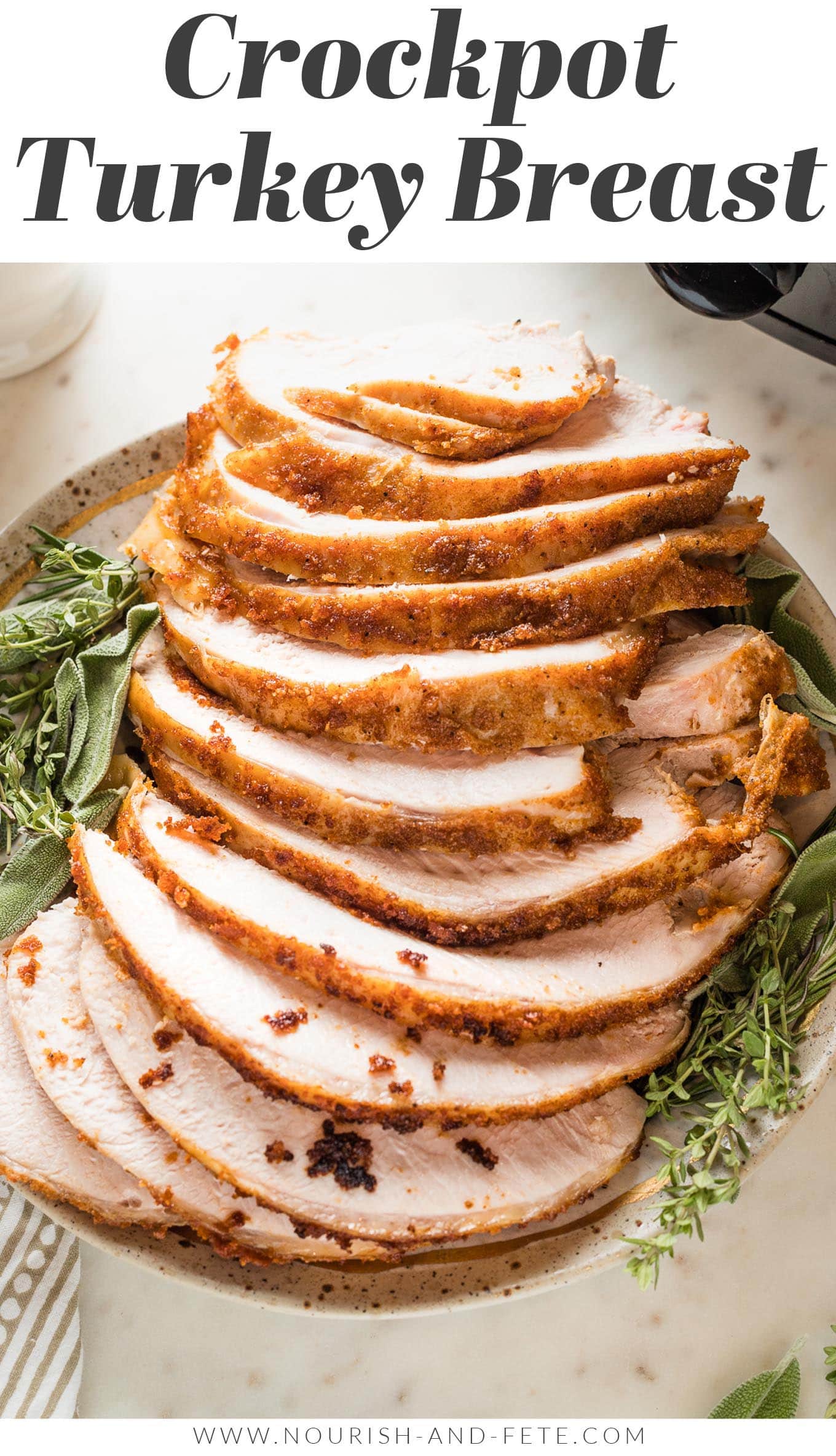 Juicy Crockpot Turkey Breast - Nourish and Fete