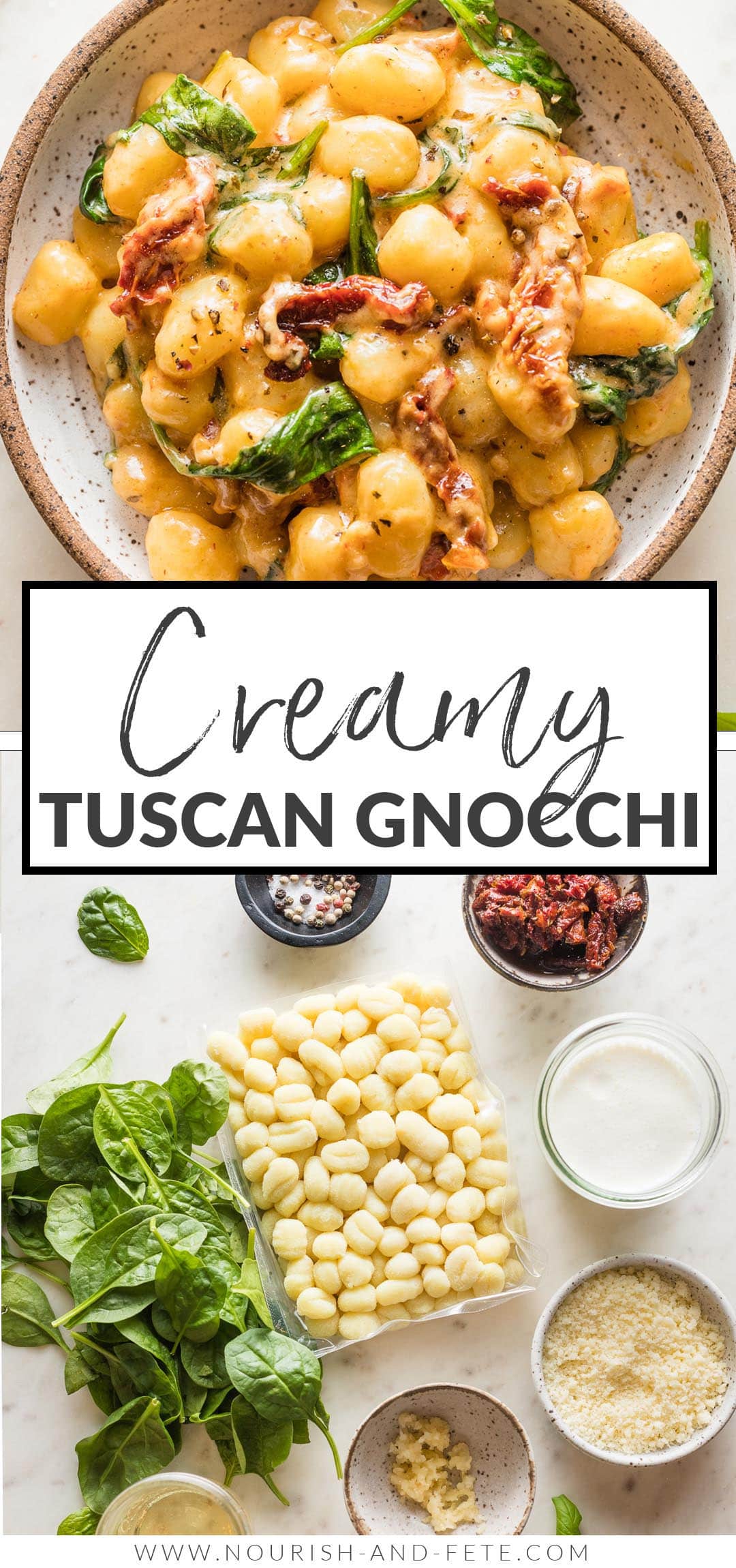 Creamy Tuscan Gnocchi (One Pan, 15 Minutes) - Nourish and Fete