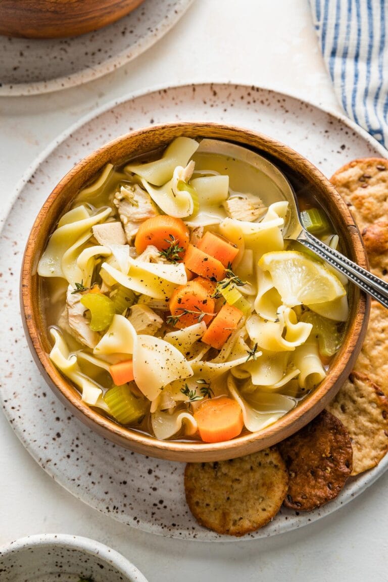 Chicken Noodle Soup with Egg Noodles - Nourish and Fete