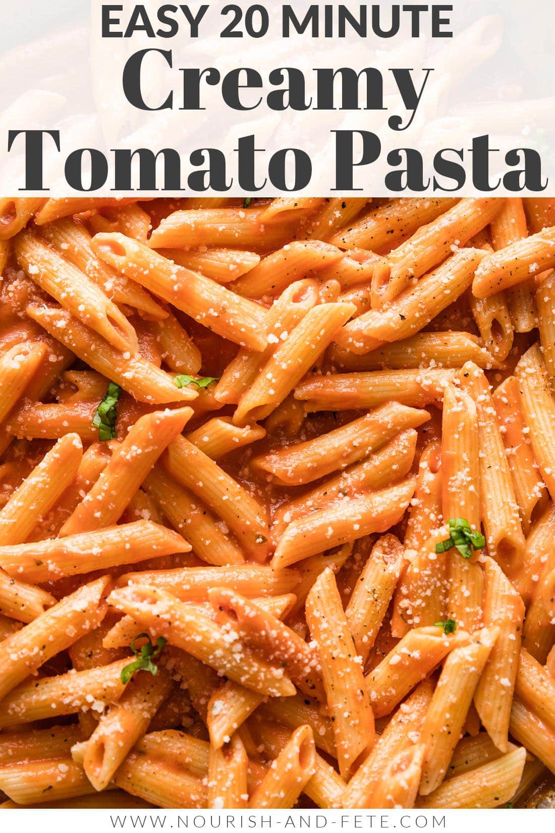 Creamy Tomato Pasta (Lightened Up) - Nourish and Fete