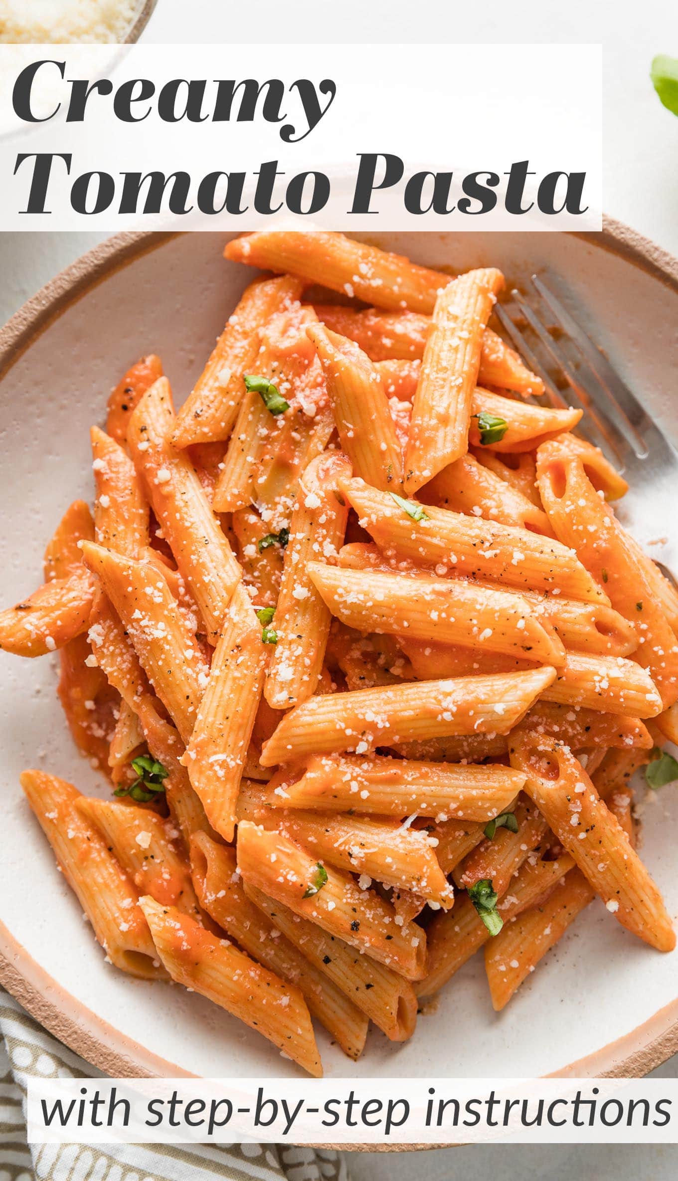 Creamy Tomato Pasta (Lightened Up) - Nourish and Fete