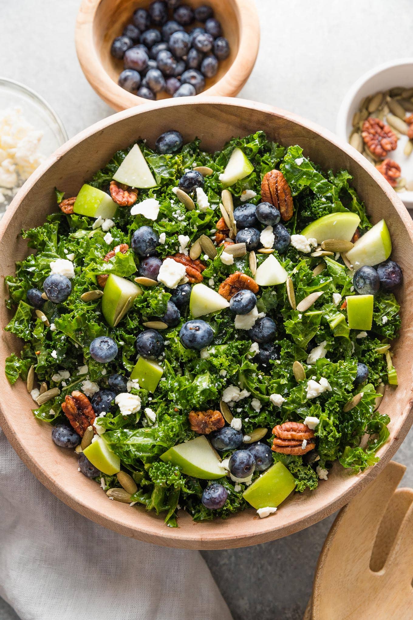 Kale Blueberry Salad with Candied Pecans - Nourish and Fete