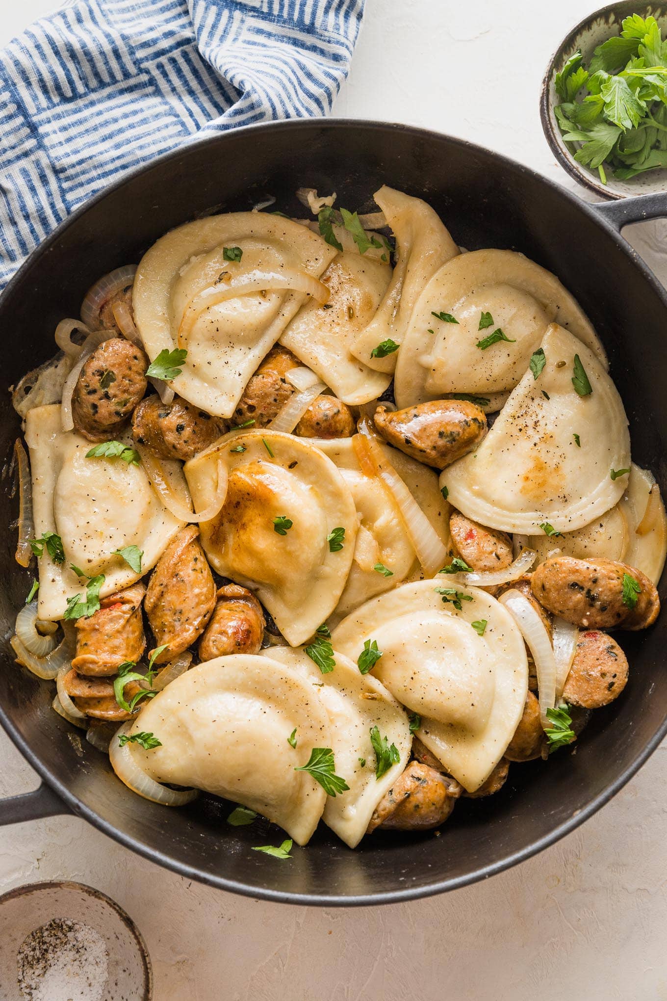 Pierogies And Sausage Skillet Nourish And Fete