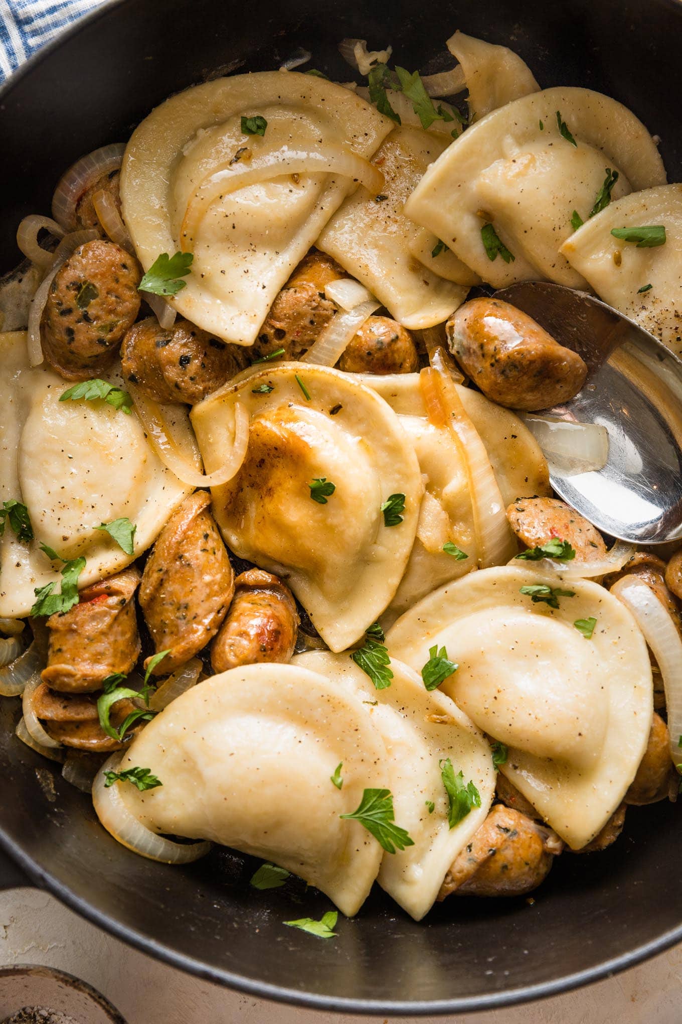 Pierogies And Sausage Skillet Nourish And Fete