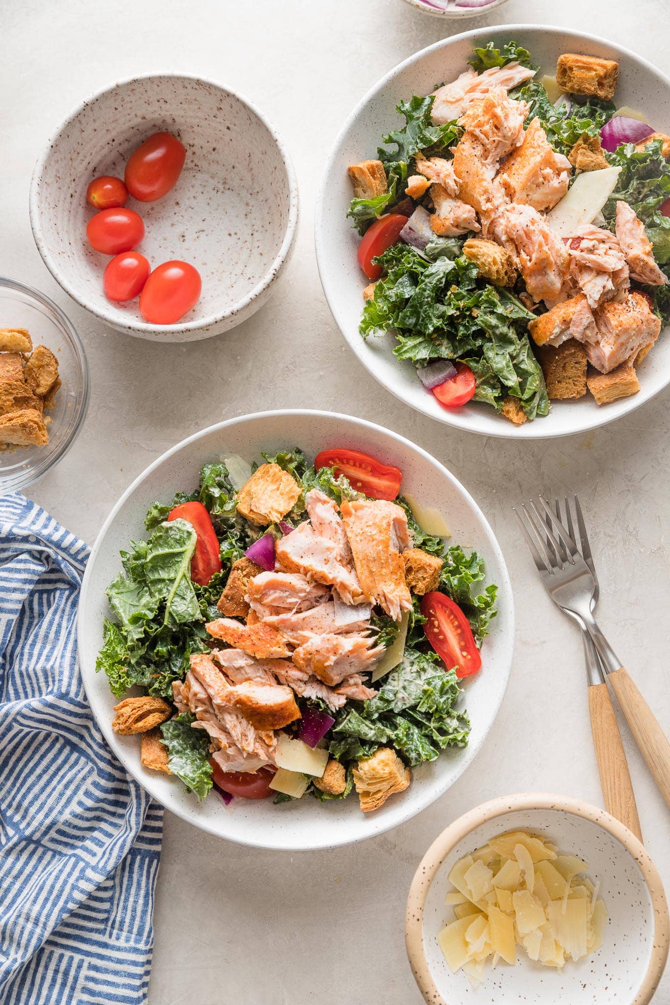 Salmon Kale Caesar Salad - Nourish and Fete