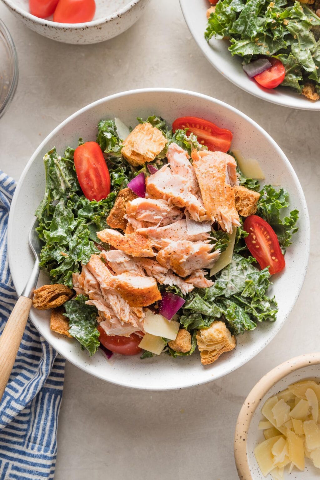 Salmon Kale Caesar Salad - Nourish and Fete