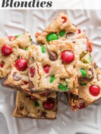 Christmas Blondies (Mix by Hand, 1 Bowl) - Nourish and Fete
