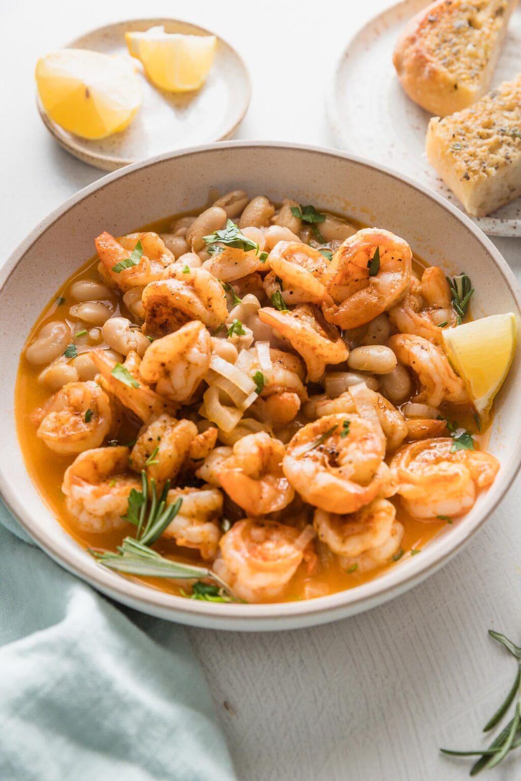 Lemony Shrimp and Bean Stew - Nourish and Fete