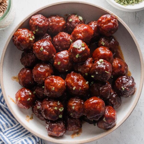 3 Ingredient Crockpot BBQ Meatballs - Nourish and Fete