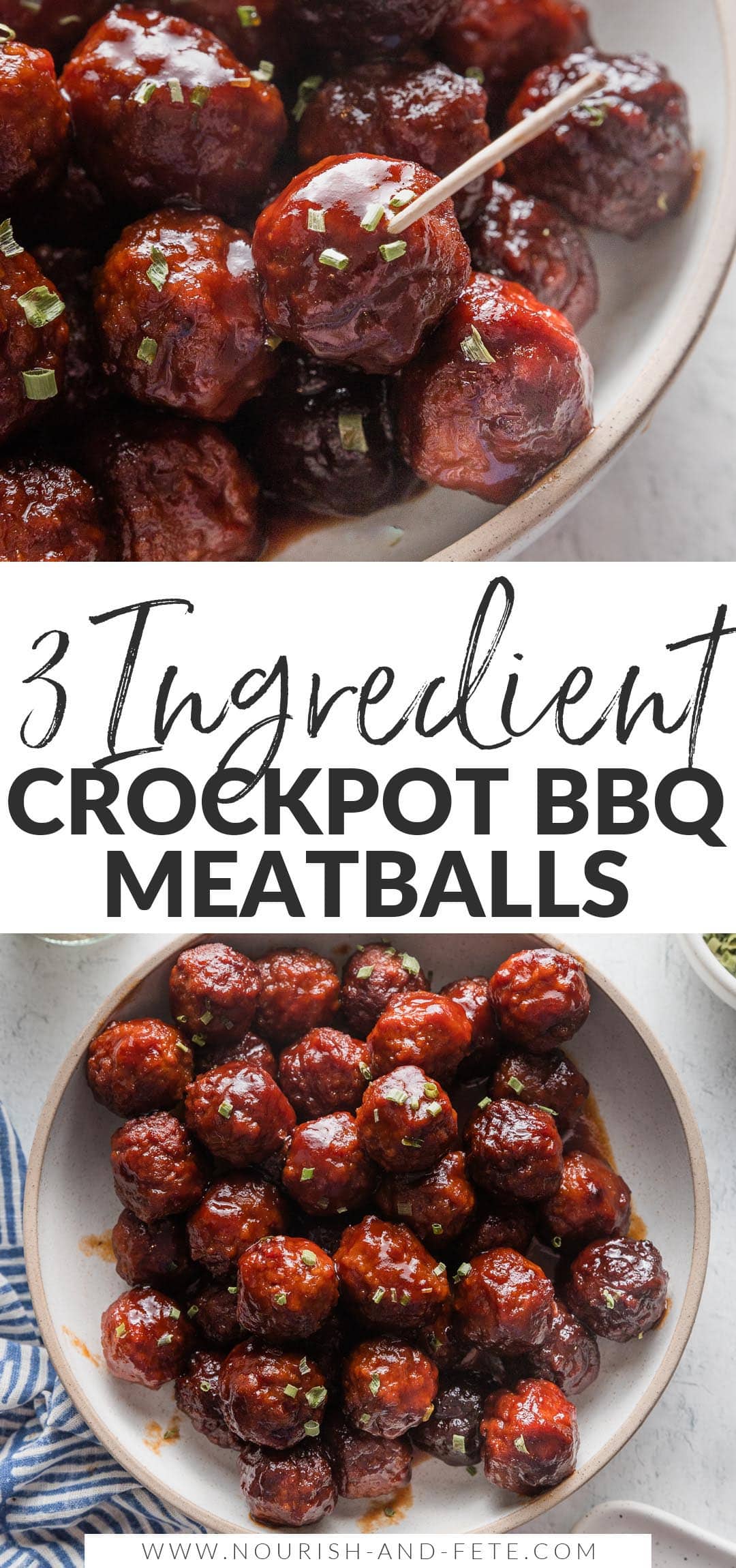 3 Ingredient Crockpot BBQ Meatballs - Nourish And Fete