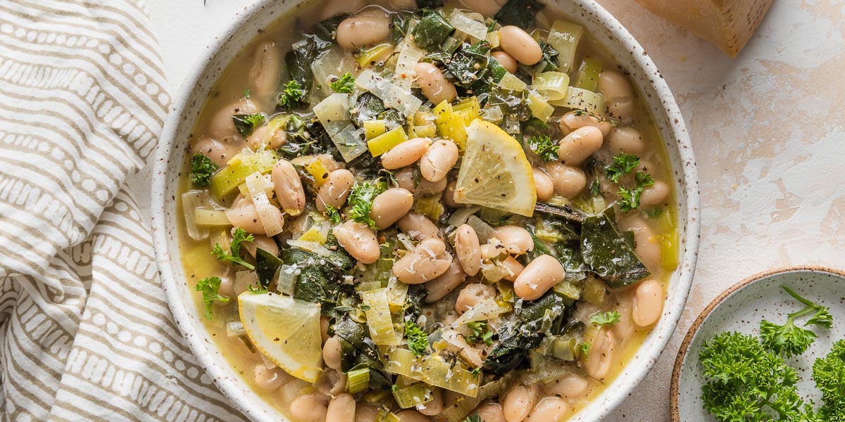 Brothy Mediterranean Beans and Greens - Nourish and Fete